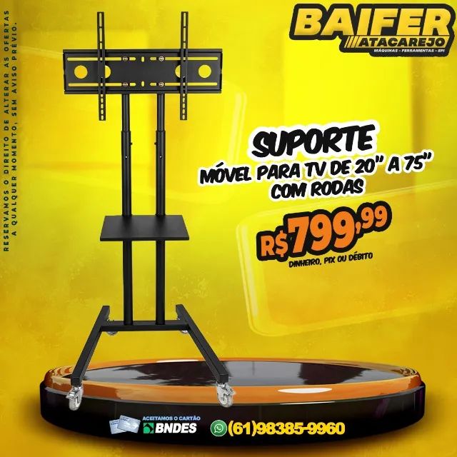 Suporte Móvel Para TV de 20 até 75 Polegadas Com Rodas