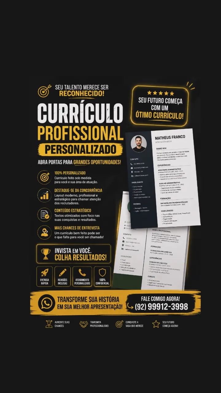 CURRÍCULO PROFISSIONAL PERSONALIZADO  - Foto 2