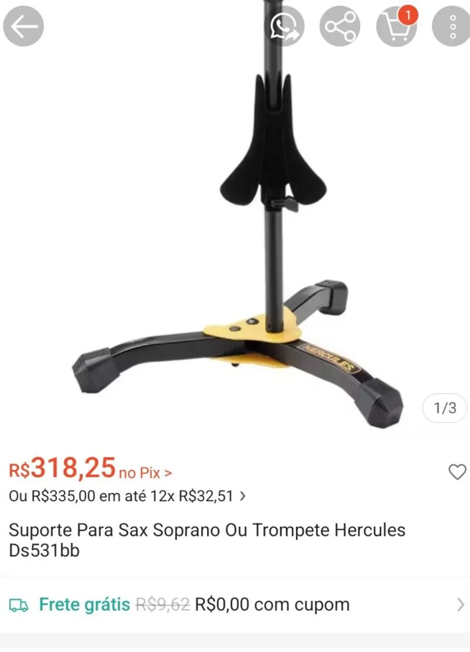 Suporte Hércules Para Sax Soprano - Instrumentos musicais - Novo Suporte Hércules Para Sax Soprano - Instrumentos musicais - Novo