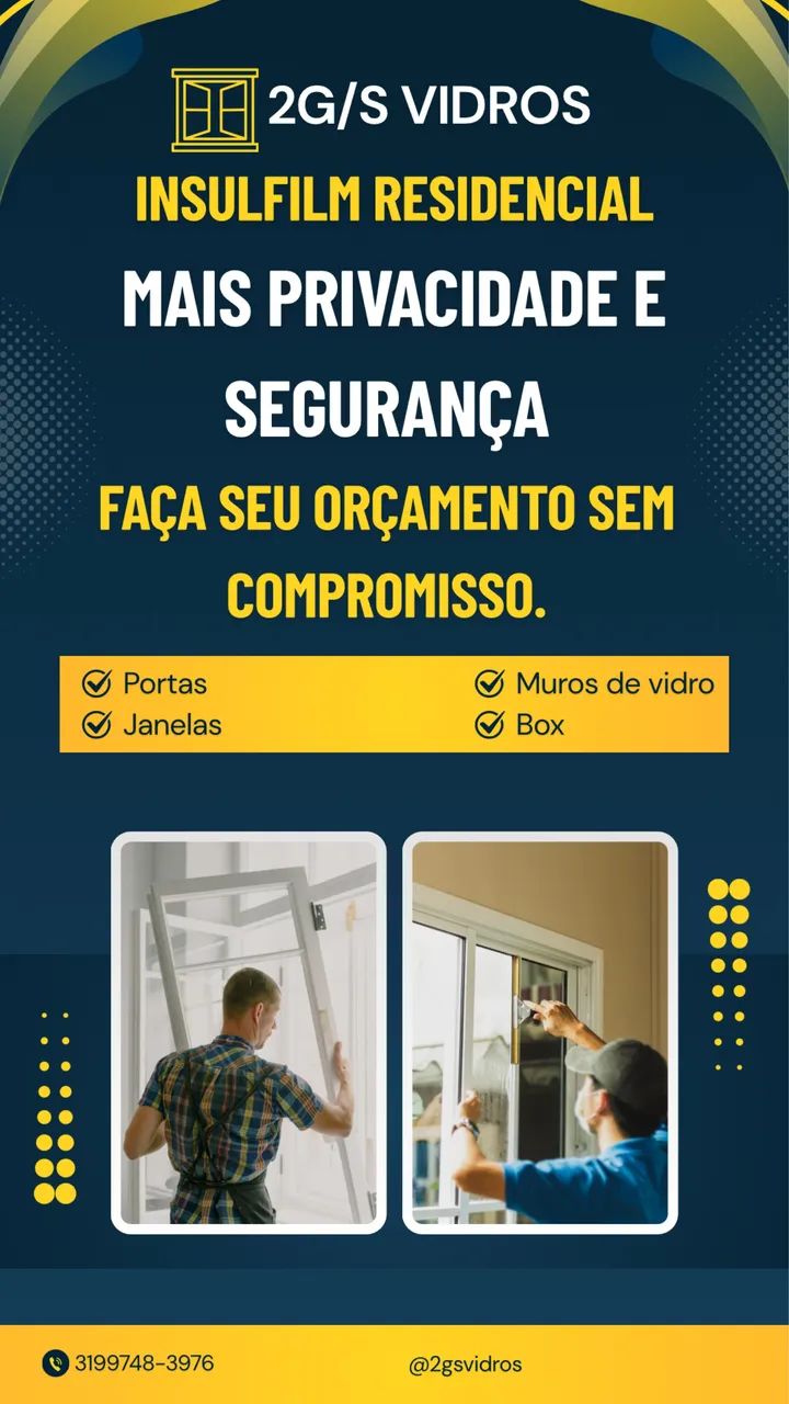 Vendas e instalação dê insulfilme e películas residenciais 