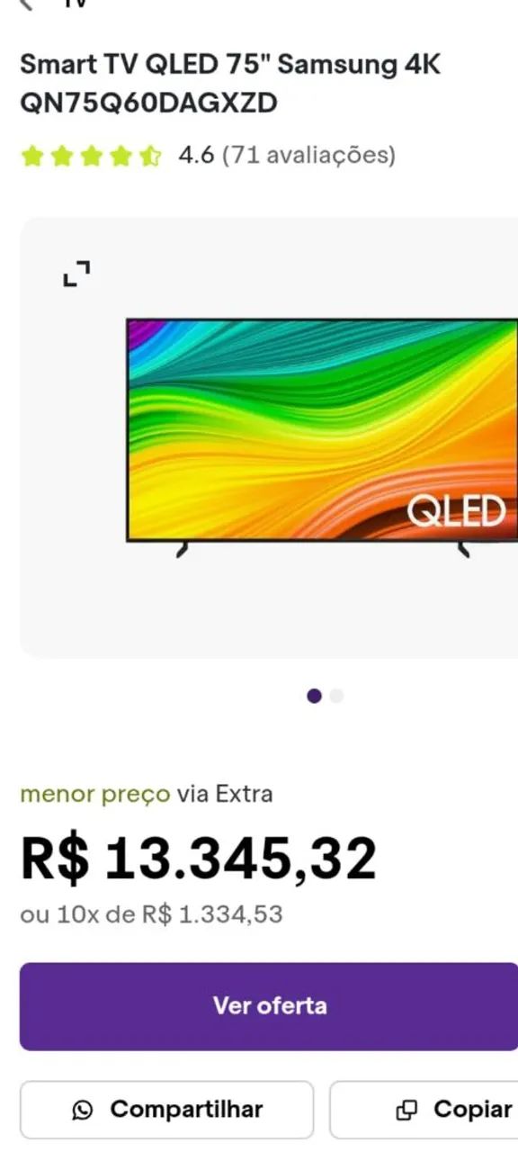 Tv 75 Q led Samsung.  (Troco em Nintendo Switch 2 ) - Foto 4
