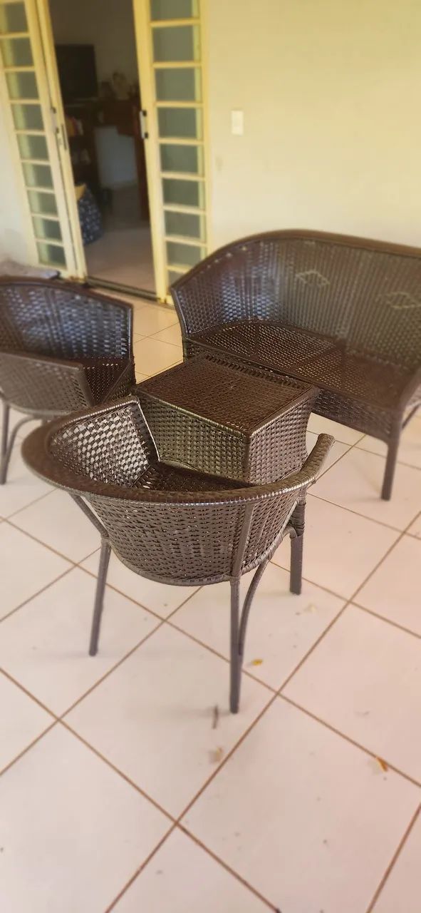 Conjunto de cadeiras poltronas de fibra