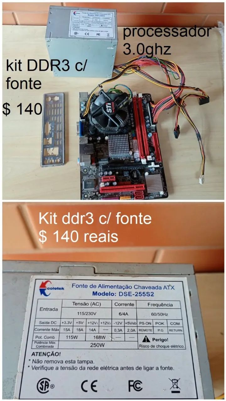 Kit Ddr3 Placa mãe itx memória de note com fonte. - Foto 2