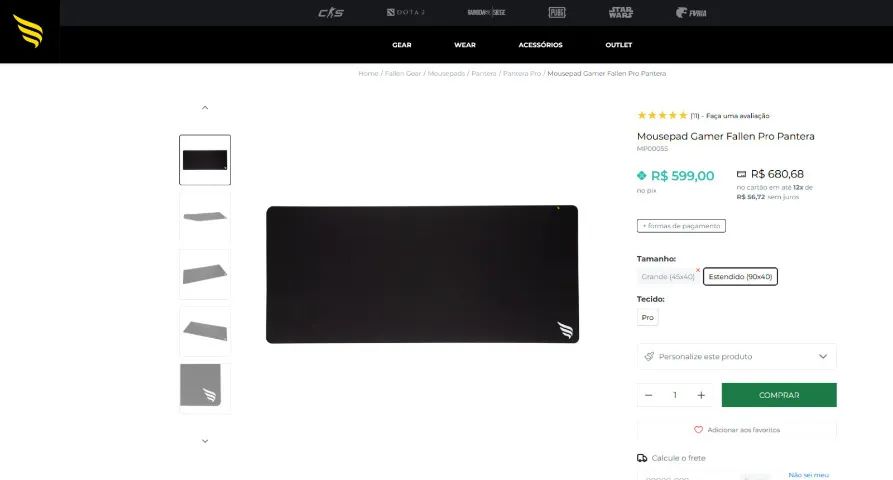 Mousepad  Speed++ Fallen Pro (90x40) Pantera Estendido (link na descrição) - Foto 3