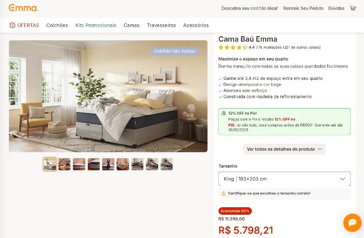 Cama Baú Emma KING SIZE - Foto 3