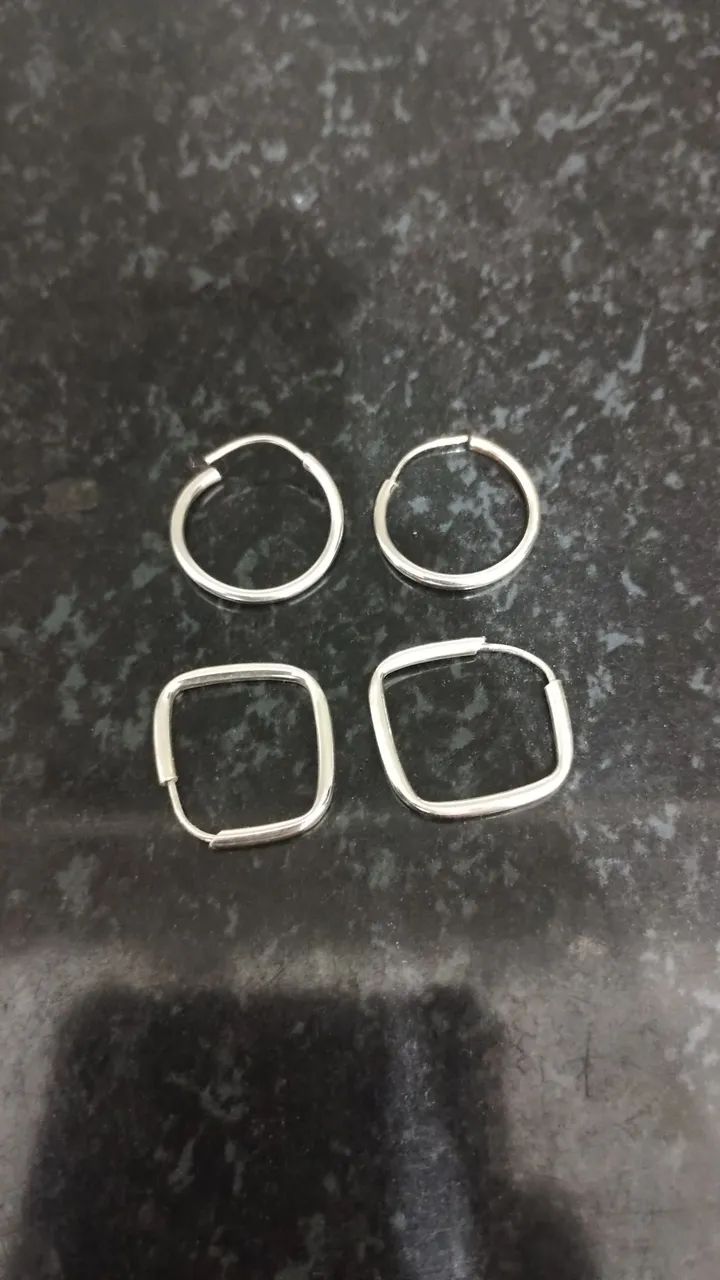 2 Pares de Brincos Prata 925 