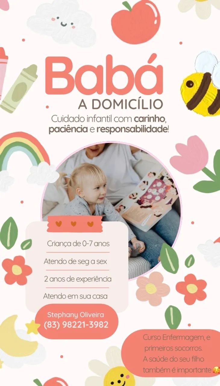 Babá Responsável e Cuidadosa - Disponível em João Pessoa