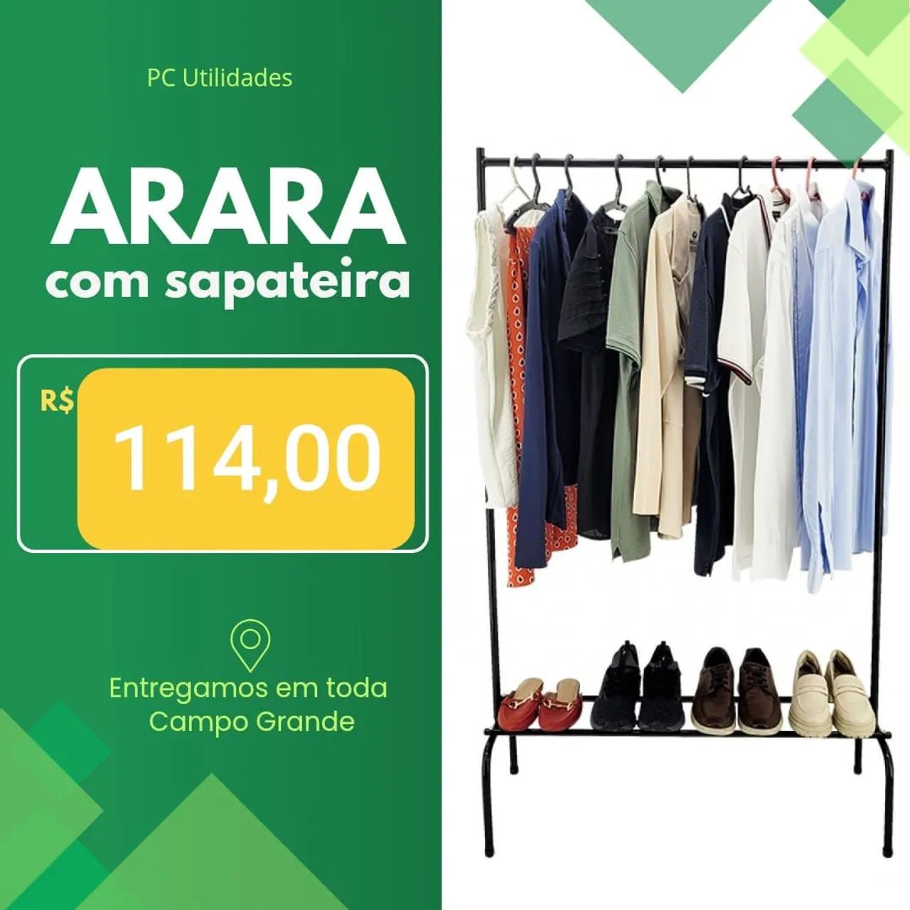Arara para roupas com sapateira Utilaço 