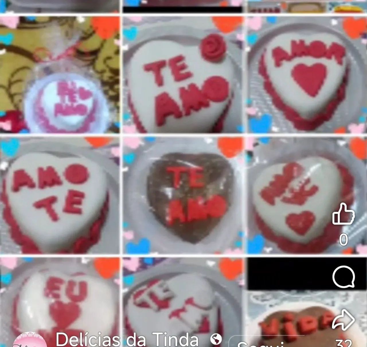 Mini bolo 3 fatias com recheio.