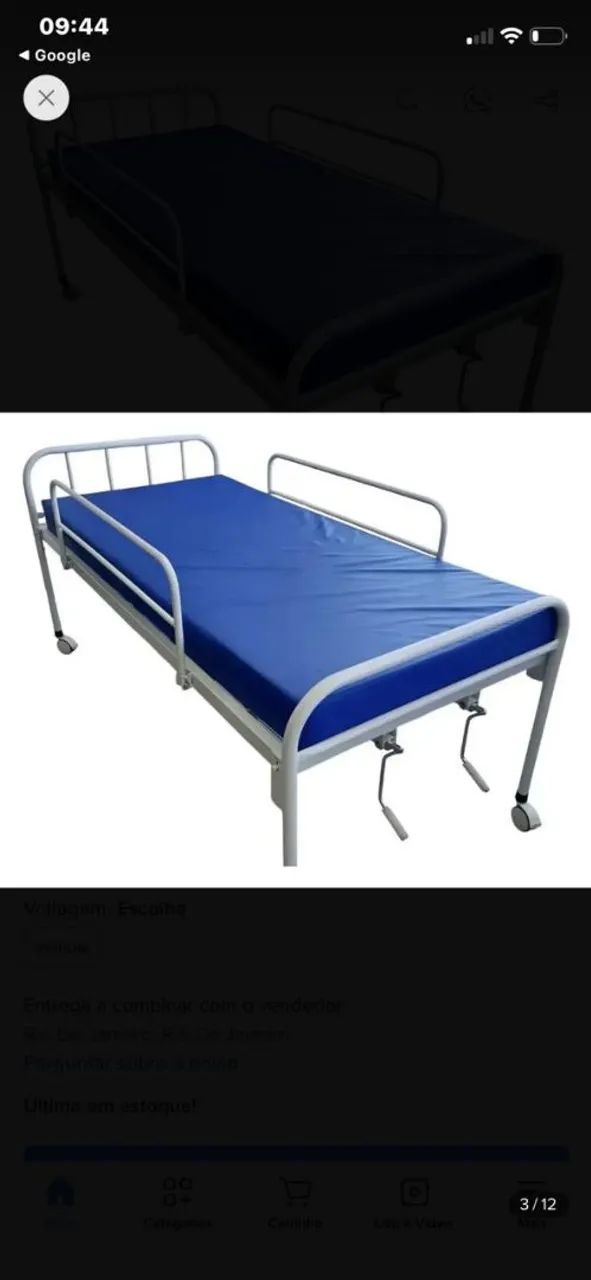 Cama com colchao de doentes
