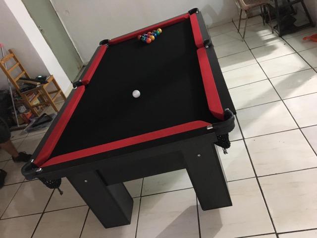 Mesa com Pedra de Ardósia Cor Preta Tecido Preto e Borda Vermelha Mod. ZGEW9506 - Foto 3
