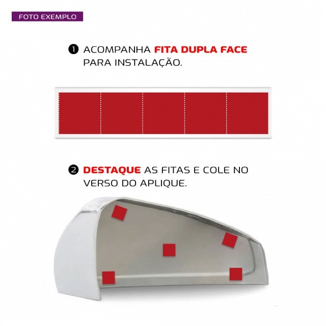 Par Aplique Cromado Retrovisor Volkswagen Gol G6 2012 à 2016 - S/ Pisca - Foto 2