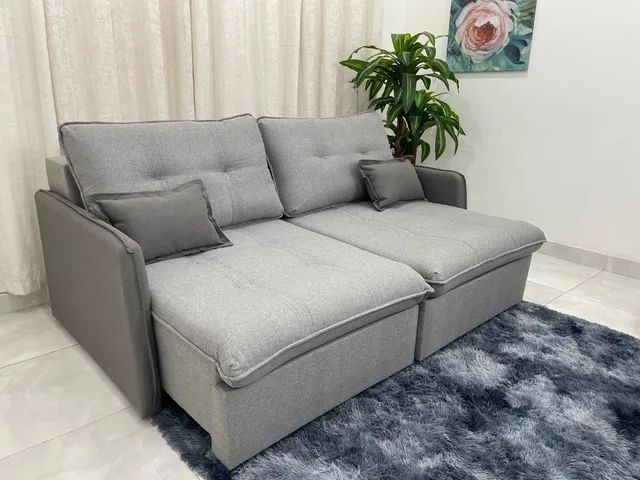 SOFÁ CAMA SUPER DESIGN TODO EM LINHO MOLAS BONNEL!!! L5283 
