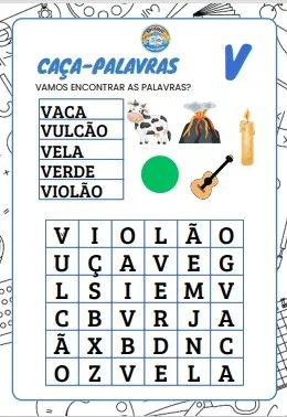 Caça-palavras interactive activity for educação infantil