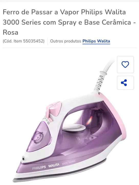 Ferro elétrico Philips Walita dst3010 110v