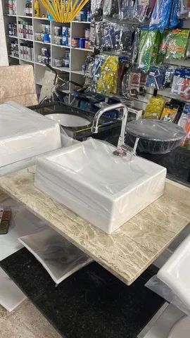 bancada granito com cuba, pia para banheiro 60x40