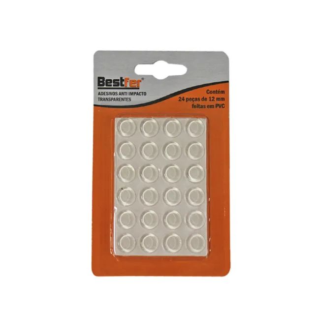 Protetor Adesivo Silicone Anti-Impacto Redondo Transparente Tamanho:12mm;Quantidade:24pcs