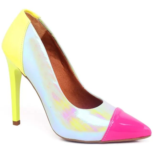 Sapato scarpin salto alto ellas online verniz multicolor N. 39 Novo na CX. - Foto 2