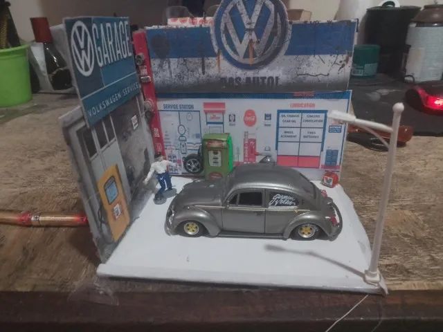 miniatura metal escala 1:36 personalizada fusca com diorama artesanal