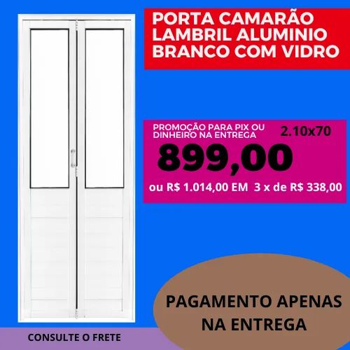Porta alumínio modelo camarão 210x70- pagamento na entega