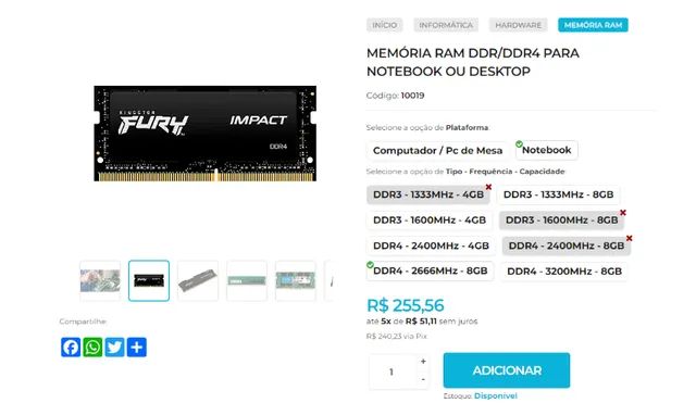 Memória Ram DDR3 e DDR4 para Notebook ou Computador / PC Gamer - Foto 2