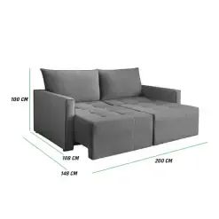 Sofá Cama Berlim 3 Lugares Retrátil Tecido Linho 200cm Aifos - Foto 3