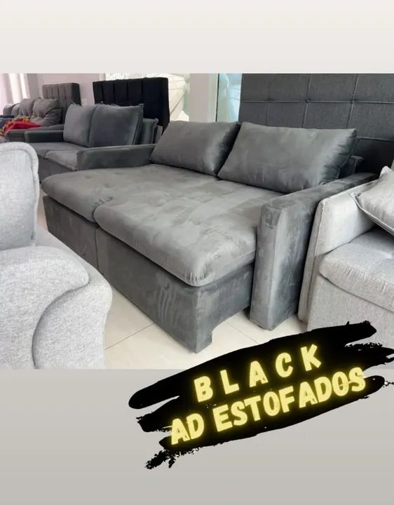 Sofá novo sem caixa braços slim veludo na promoção Tam 2,08 