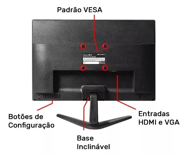 Monitor 19 Polegadas Hd Led Hdmi Vga C3tech Mr-19  Loja Coimbra Computadores Entregamos - Foto 4