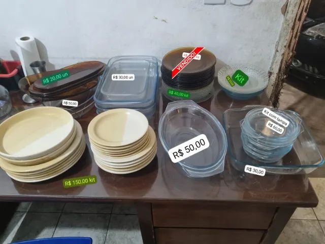 Kit Vidraçaria: Jogo de Travessas, Pratos, copos e mais - Foto 6