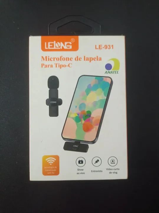Microfone de Lapela LE-931 Tipo C - Novo