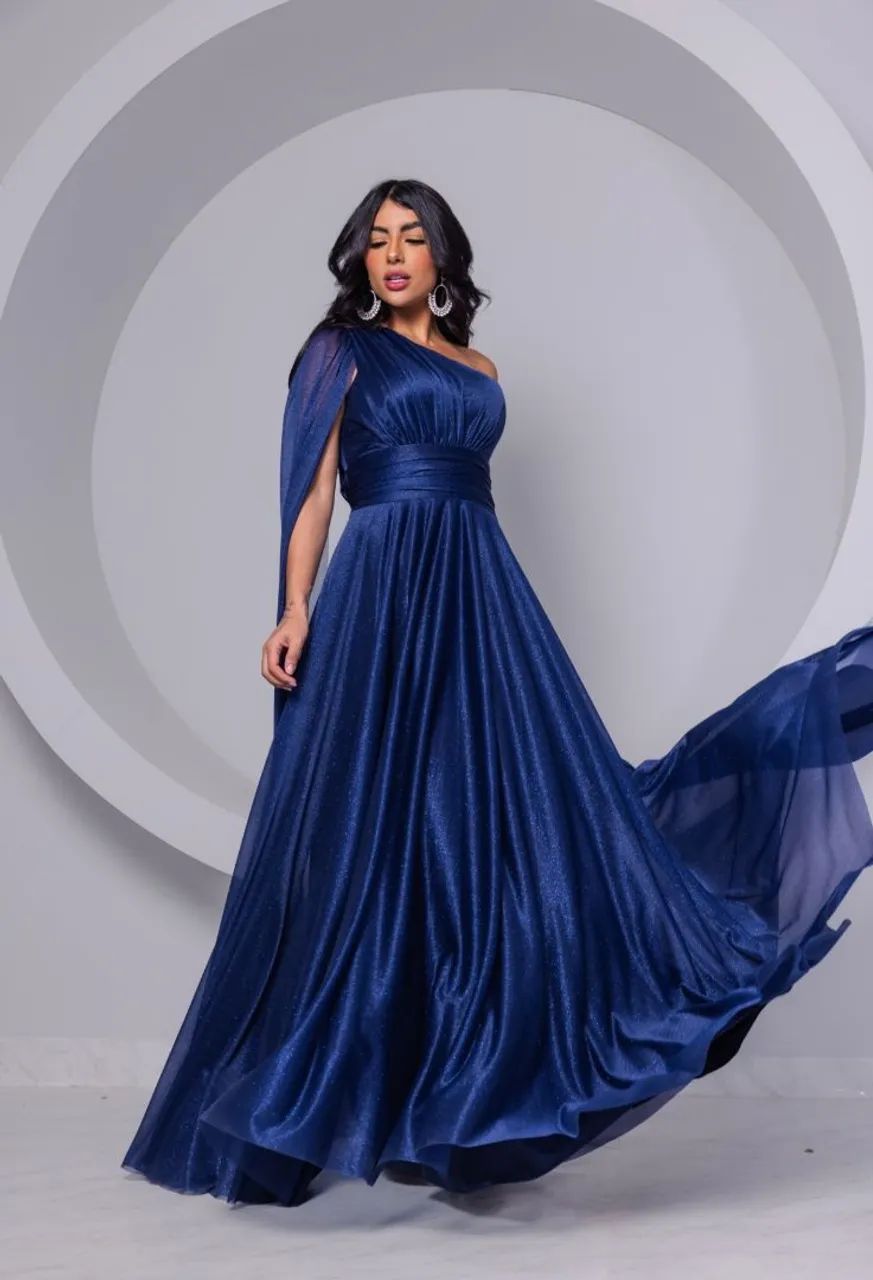 Vestido Festa Casamento Madrinha/Formatura, Azul Marinho Com