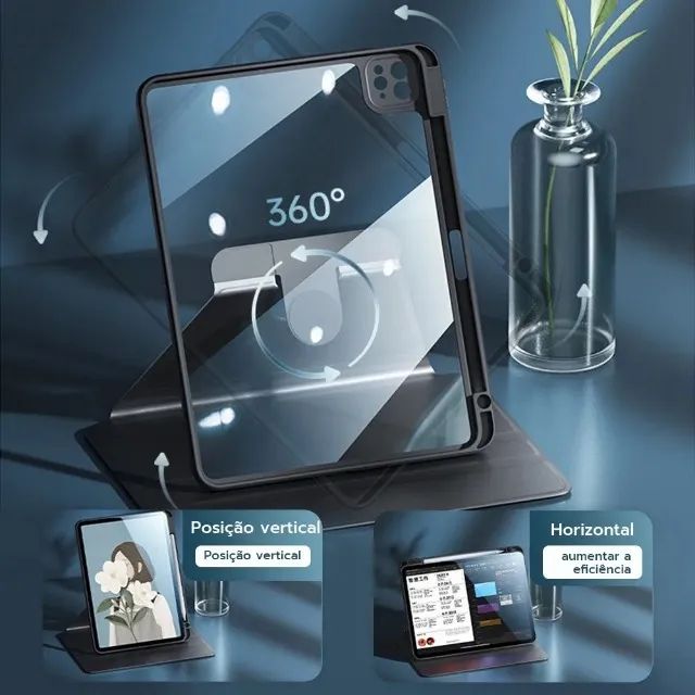 Capa Giratória Book Cover Com Slot P/ Caneta P/ Ipad Pro 12.9 Ipad Air 13 2024/2025 - Foto 5