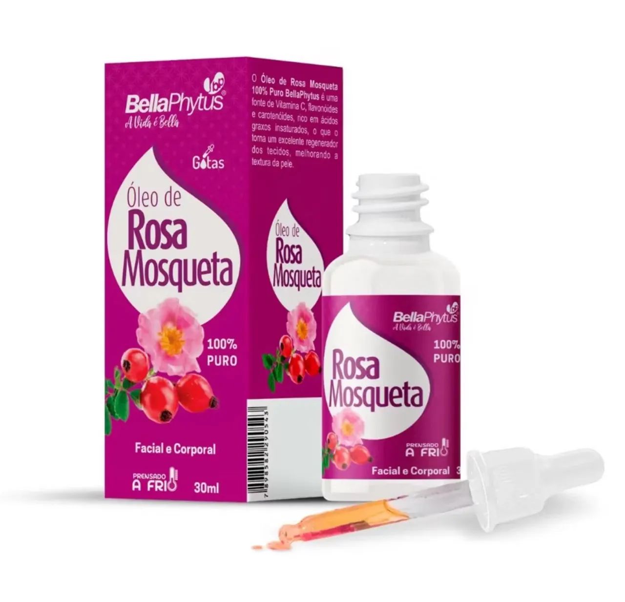 Óleo de ROSA MOSQUETA Bellaphytus 30 ml 100% puro Facial e Corporal - Foto 2
