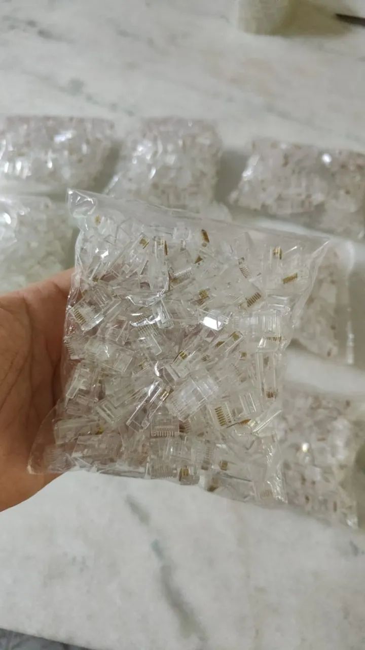Conector rj45 Pacote com 100 peças - Cat5e ou Cat6 - Foto 4