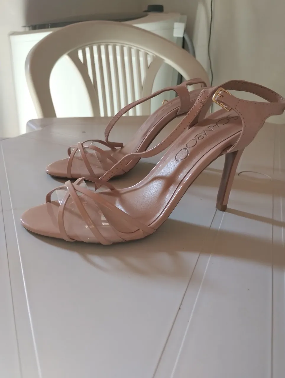 Sandália Scamboo Salto Fino - Bege