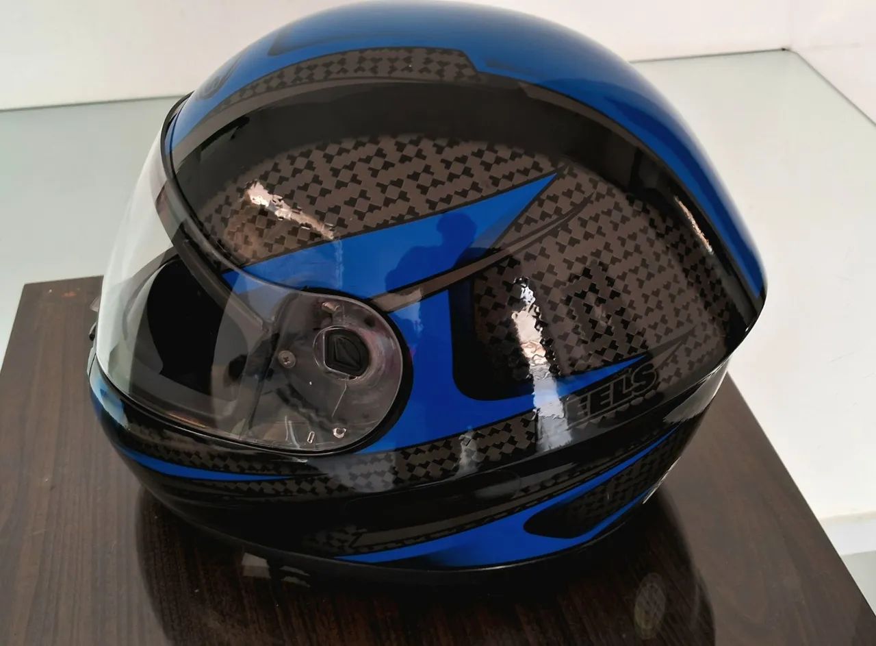 Capacete Peels azul e preto número 58 - Foto 5