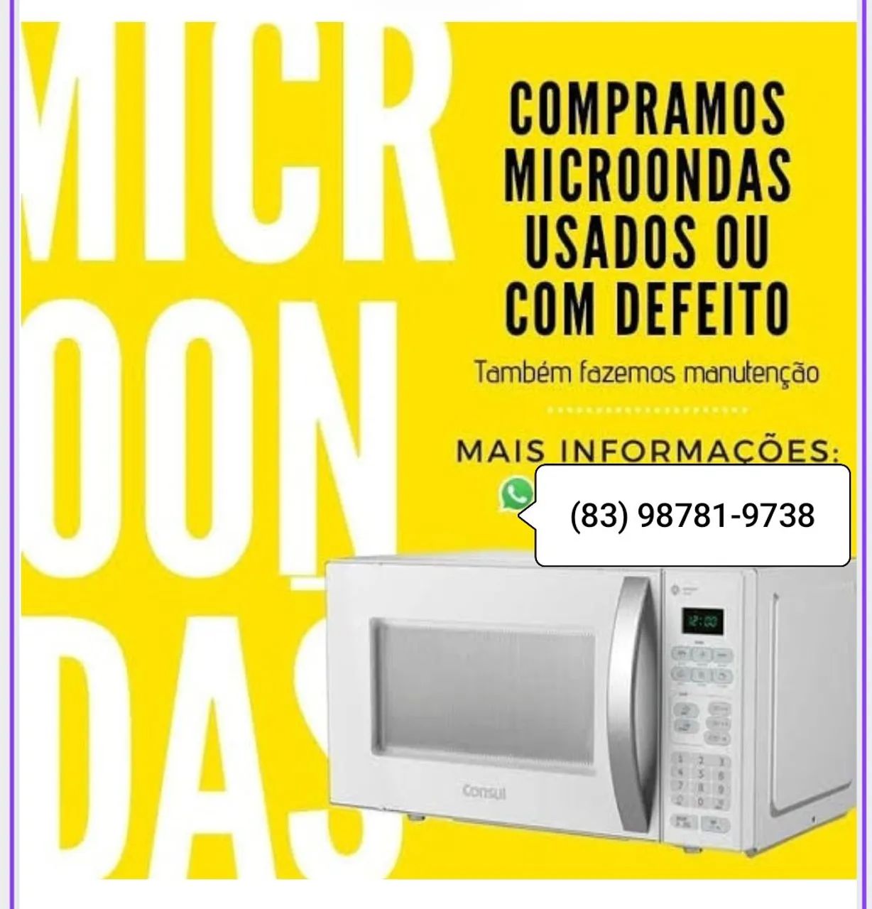Compramos Microondas Usados ou com Defeito