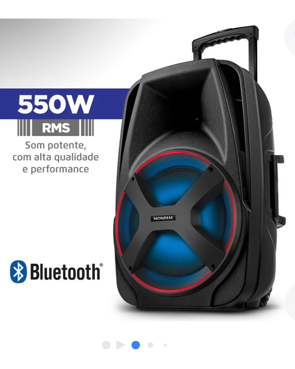 Caixa de Som Portátil Mondial 550W Bluetooth