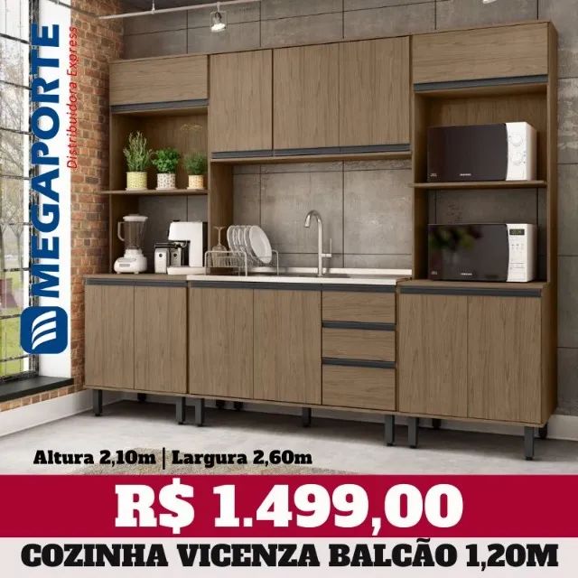 Armário de Cozinha Completo 4 Módulos com 2 Paneleiros (Novo) Entrega Grátis!  - Foto 4