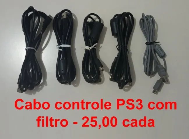 Cabos para controle PS3 e Cabo AV PS3