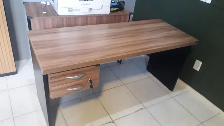 MESA RETA GRANDE 40MM LINDA 1,50X60CM 2 GAVETAS  ZAP71  *4 LOJA - Foto 2