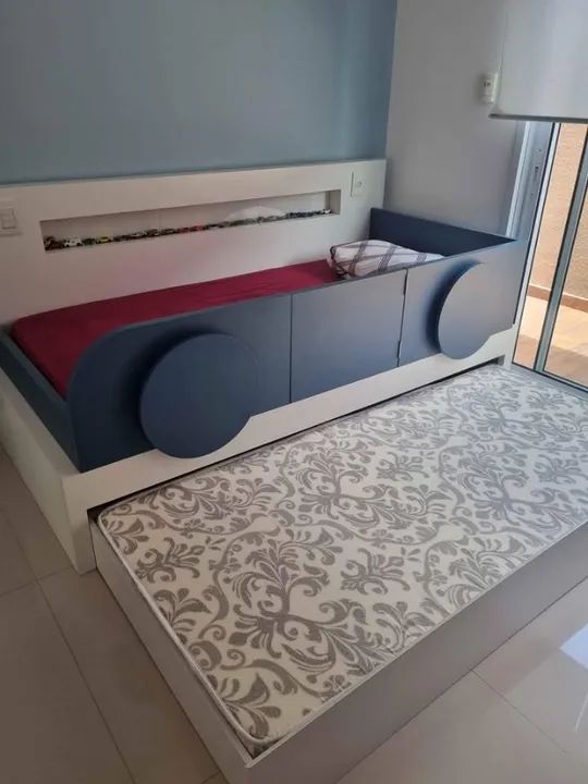 Bicama Infantil Com Cama Auxiliar - Formato de Carro - Foto 3