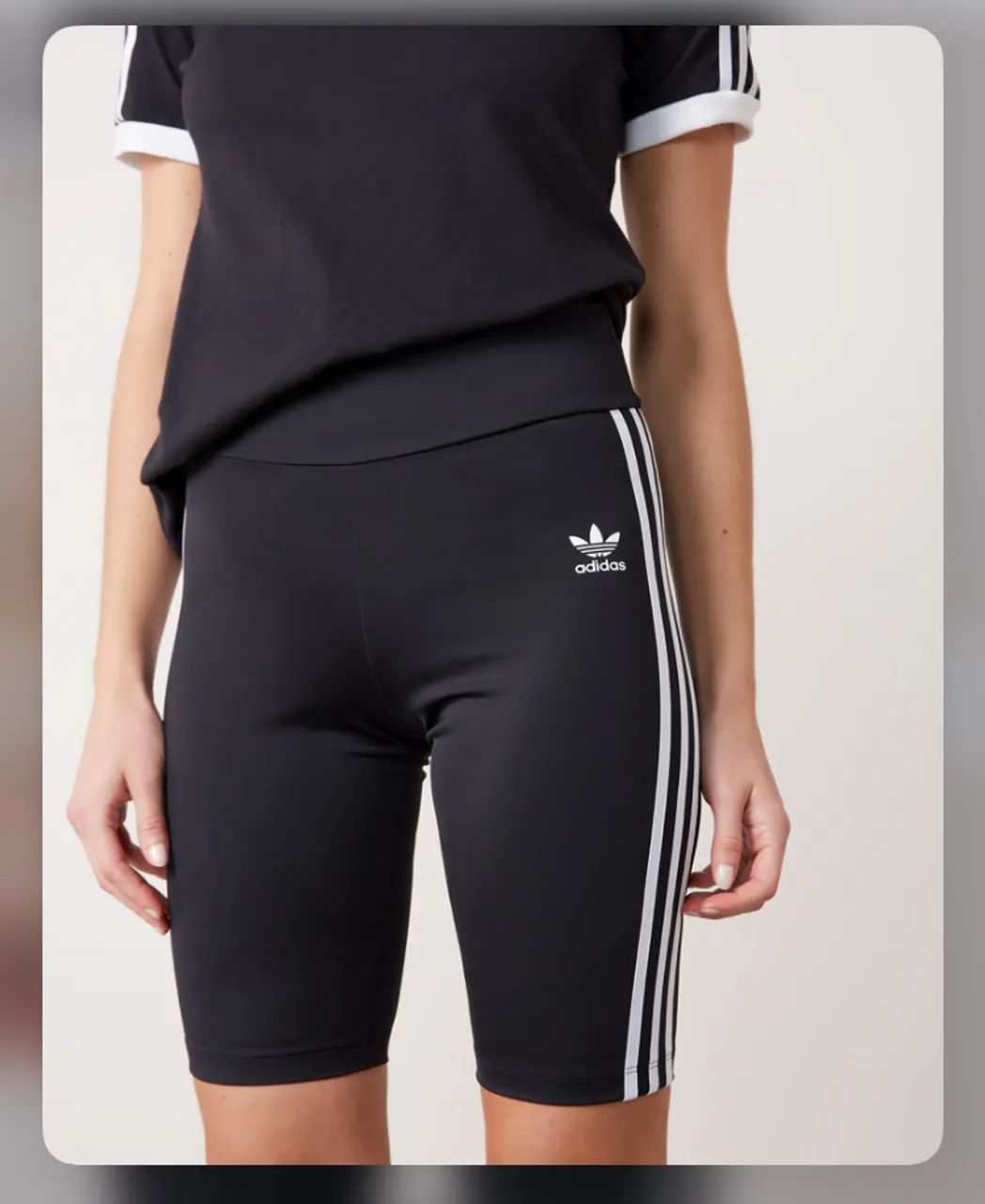 Short Legging Adidas Listras Feminino Preto e Branco, Tam PP
