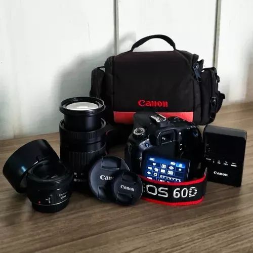 Kit Câmera Canon Eos 60d + Lentes 50mm E 18-135mm (Usado)