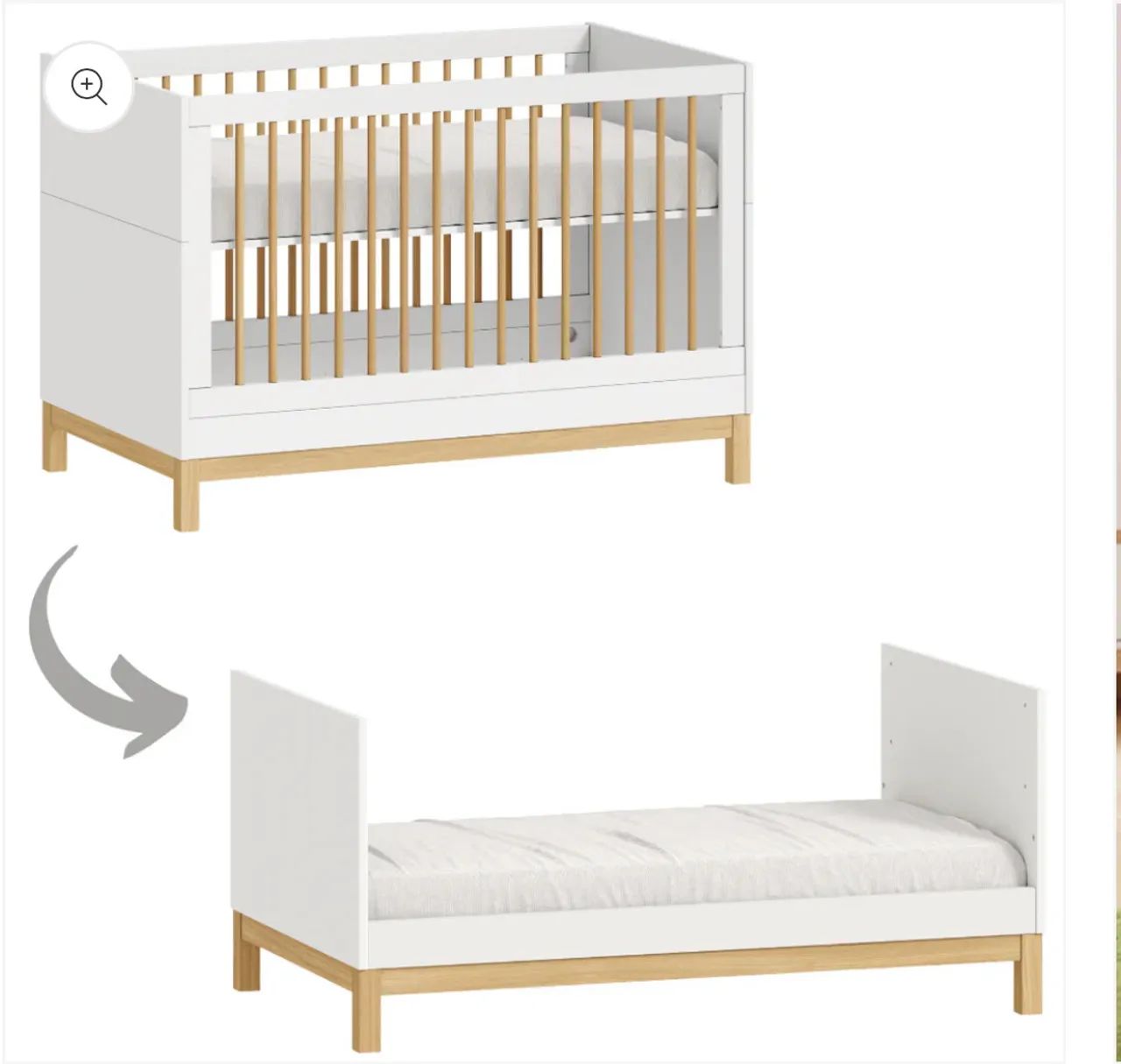 Berço branco Quater com colchão 64288879314947123