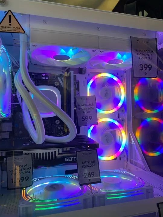 Cooler para PC GAMDIAS AURA GL240 V2 WH - Novo - Foto 2