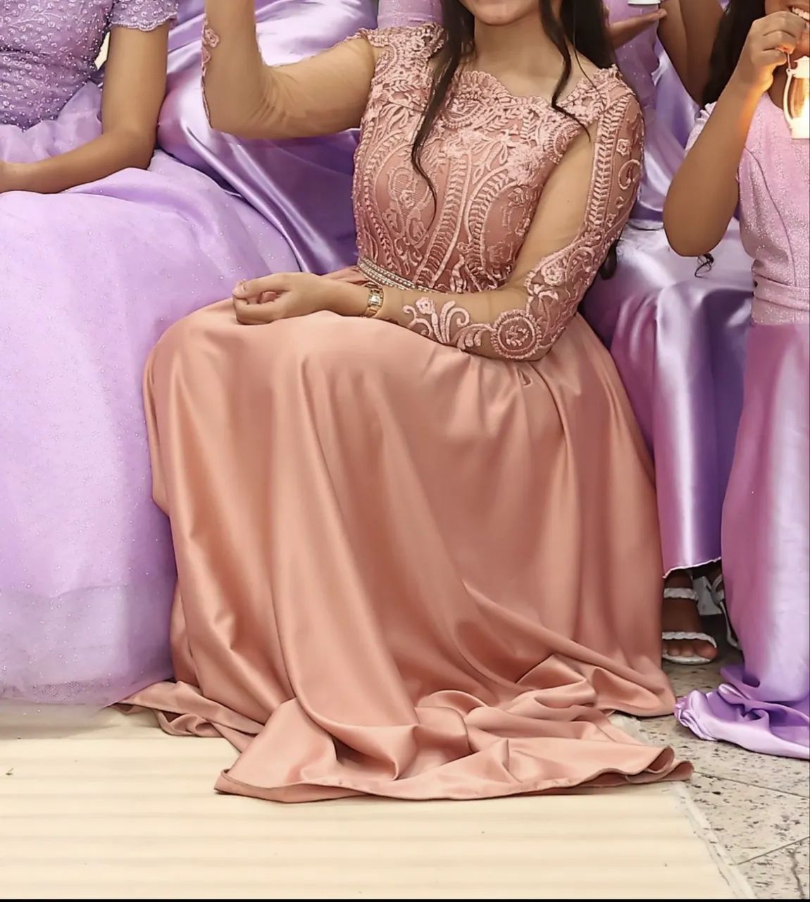 Vestido de festa longo rose 