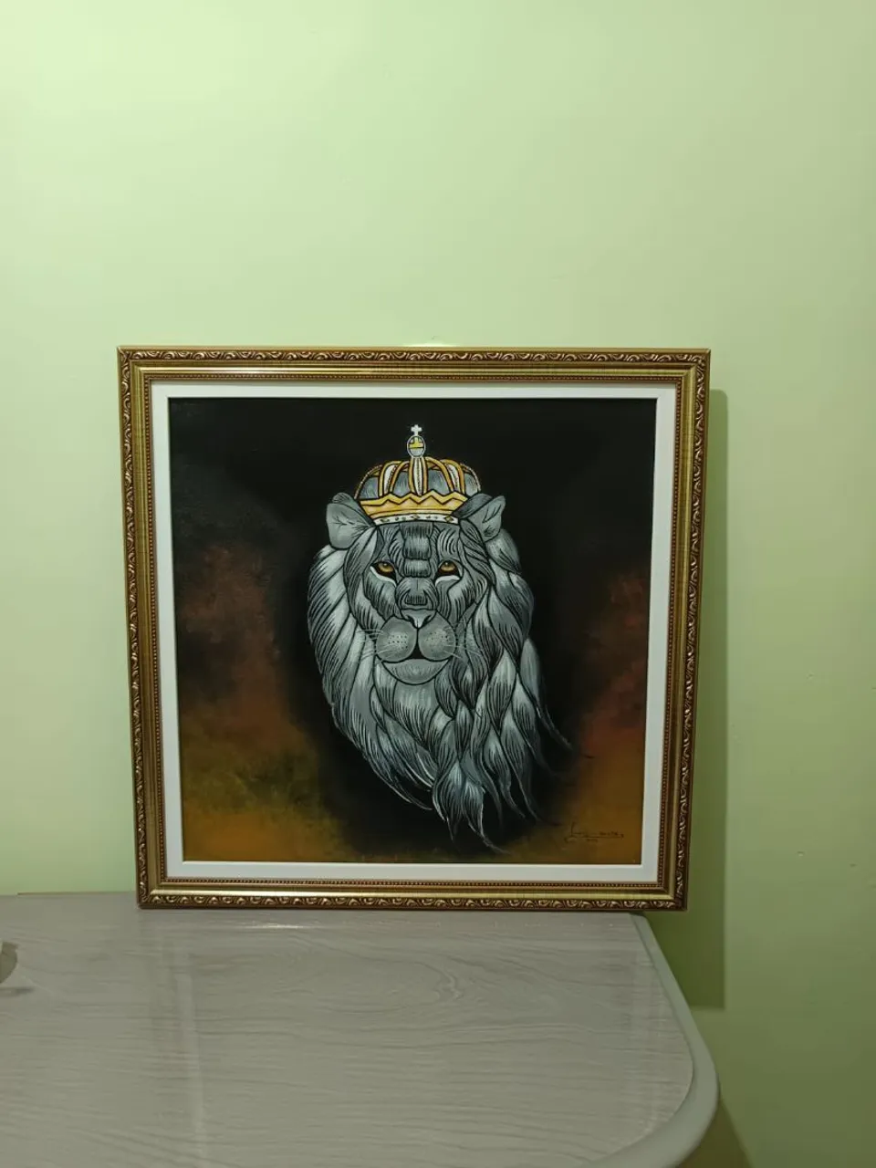 Quadro Leão com Coroa - Obra de Arte Decorativa