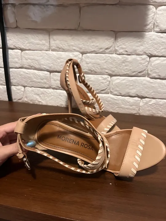 Sandália Salto Alto Bege Morena Rosa