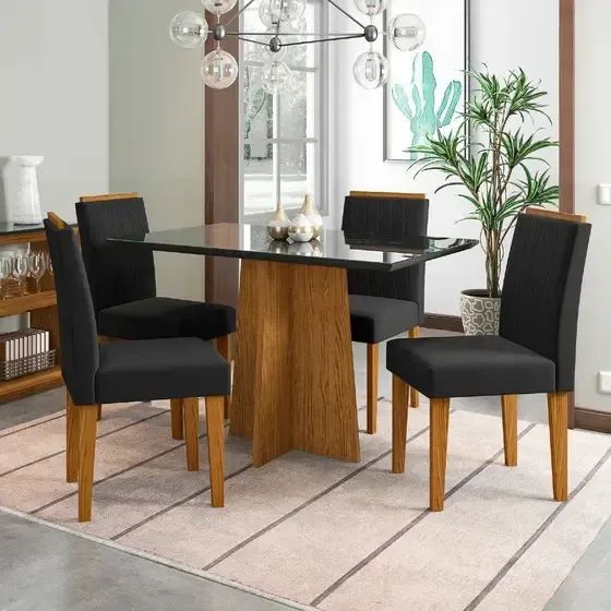 Mesa para Sala de Jantar - Tampo Preto - Foto 3